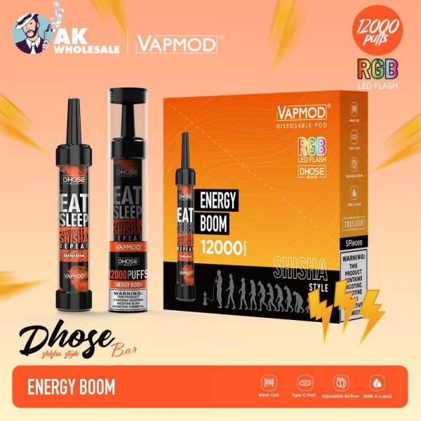 VAPMOD DHOSE BAR 12000 PUFFS DISPOSABLE VAPE 5CT/DISPLAY